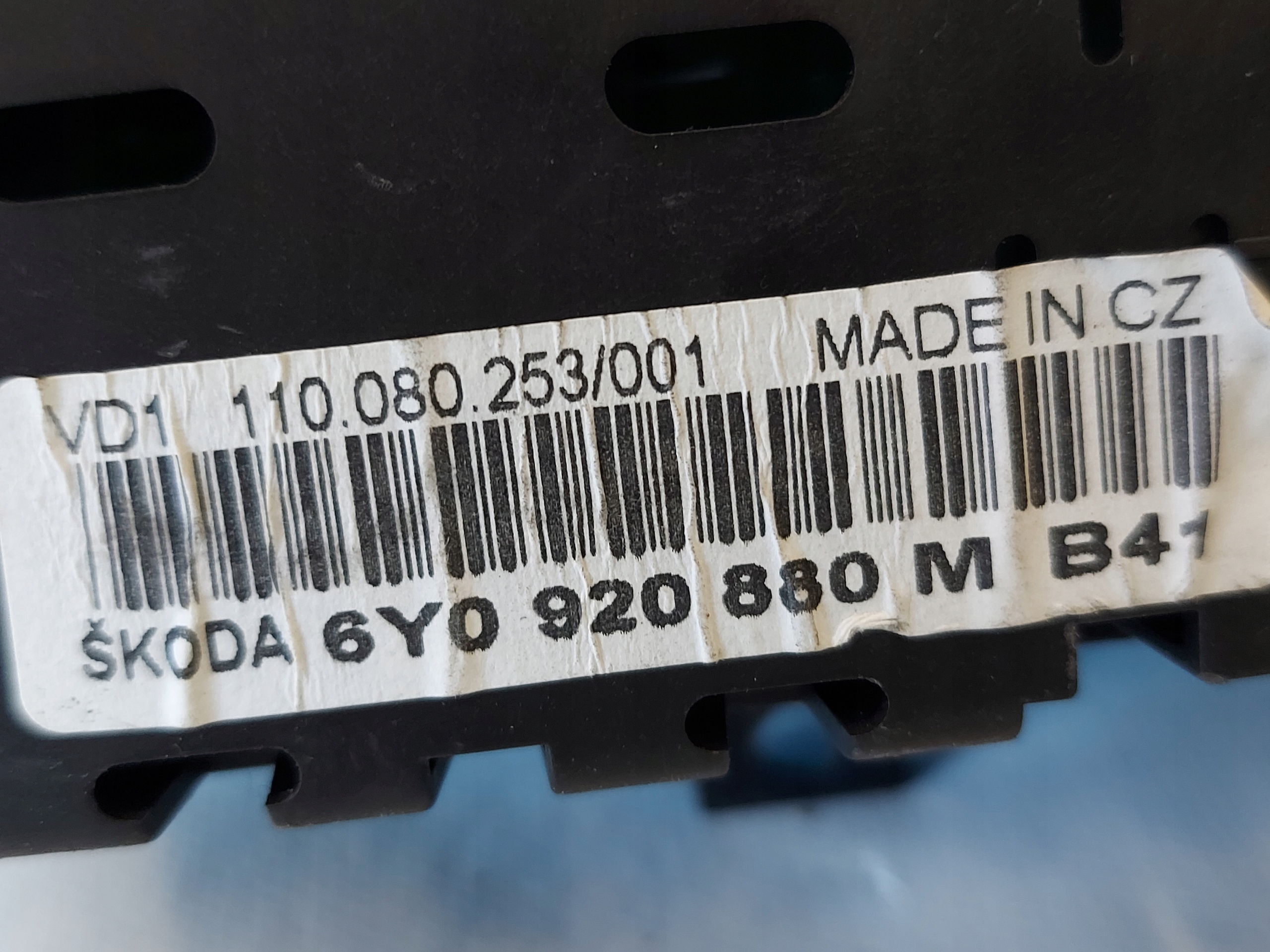 dials clock SKODA FABIA 6Y 1.2 B 6Y0920880M