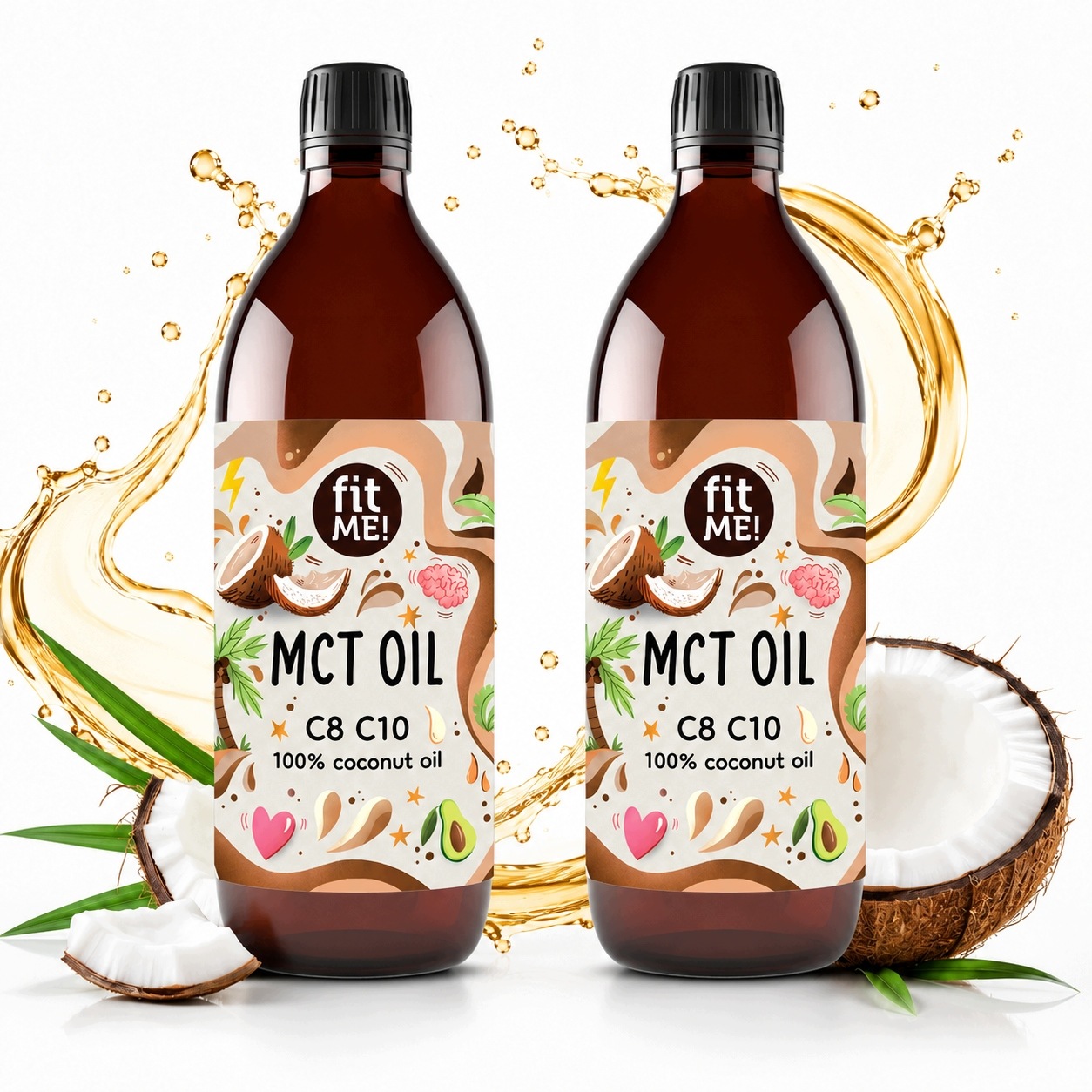 Mct olej 100% Kokosový C8 C10 fit ketogenní redukce keto sada 2x500 m