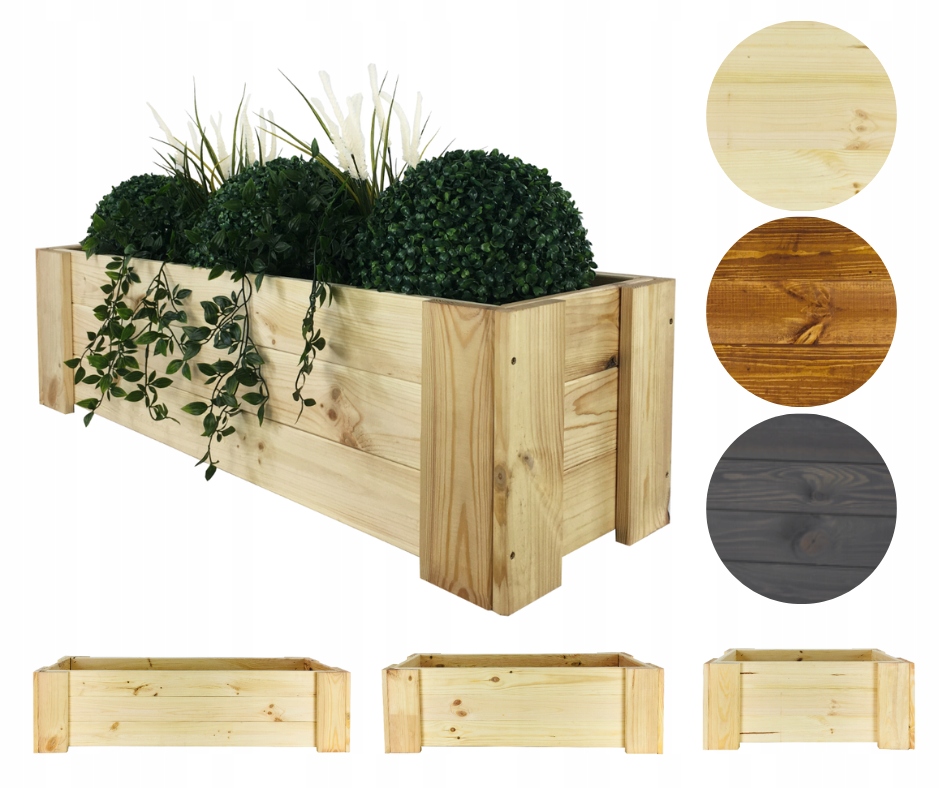 Dřevěná balkonová truhla zahradní květináč bylinkový záhon obal 30x100x30 cm Eko