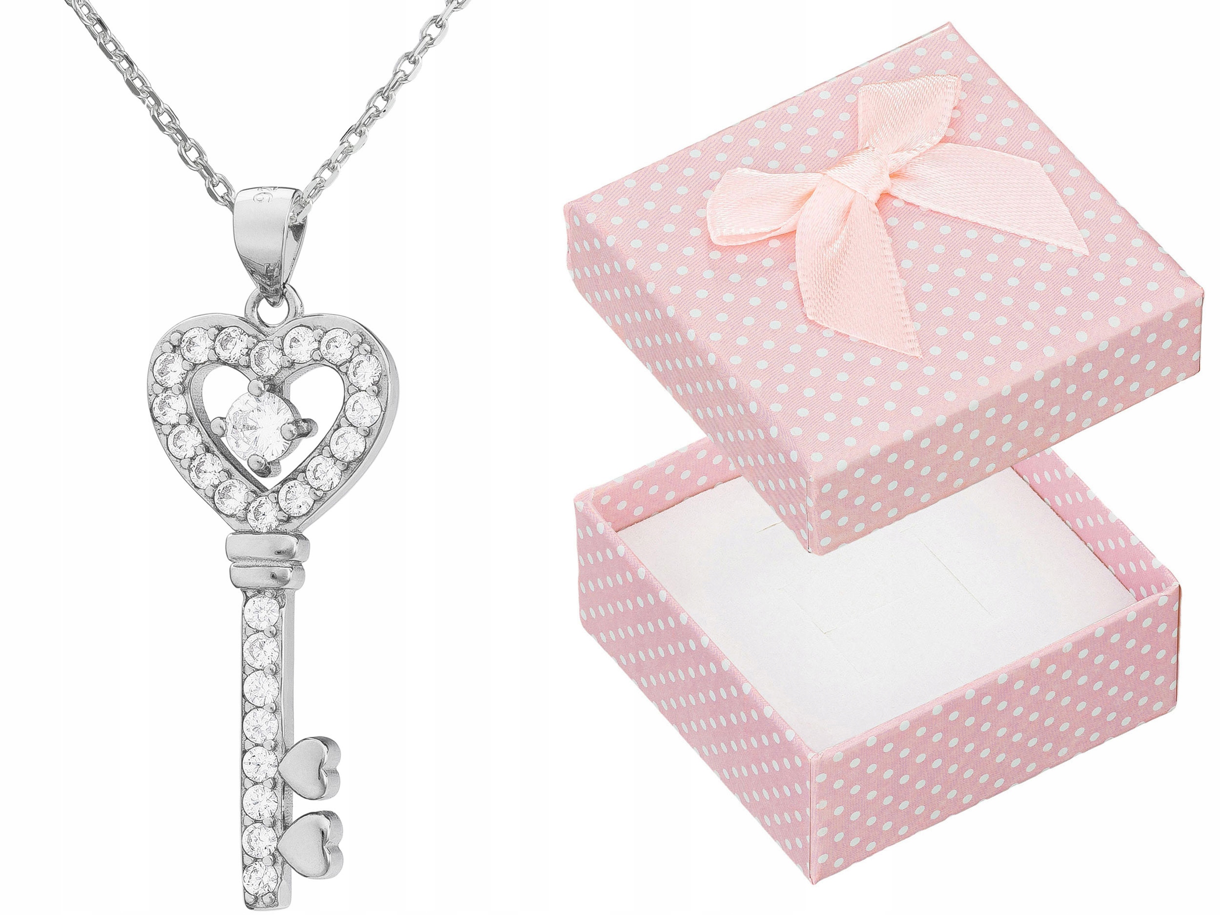 Krátký Stříbrný Dámský Náhrdelník Klíč se Zirkony Klíček Choker Stříbro 40