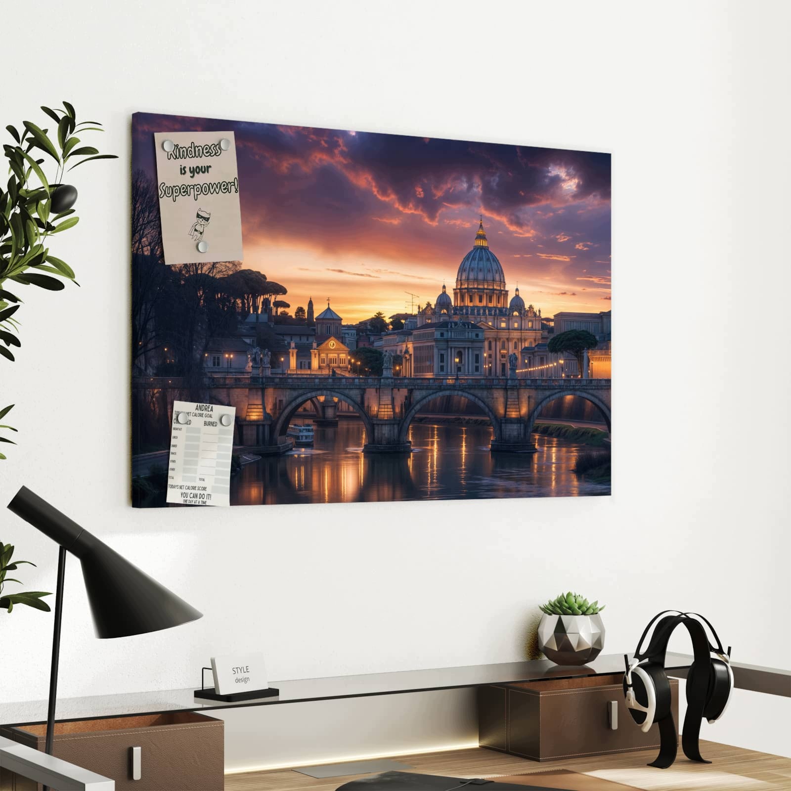 Magnetická tabule Večer Město 60 × 40 cm