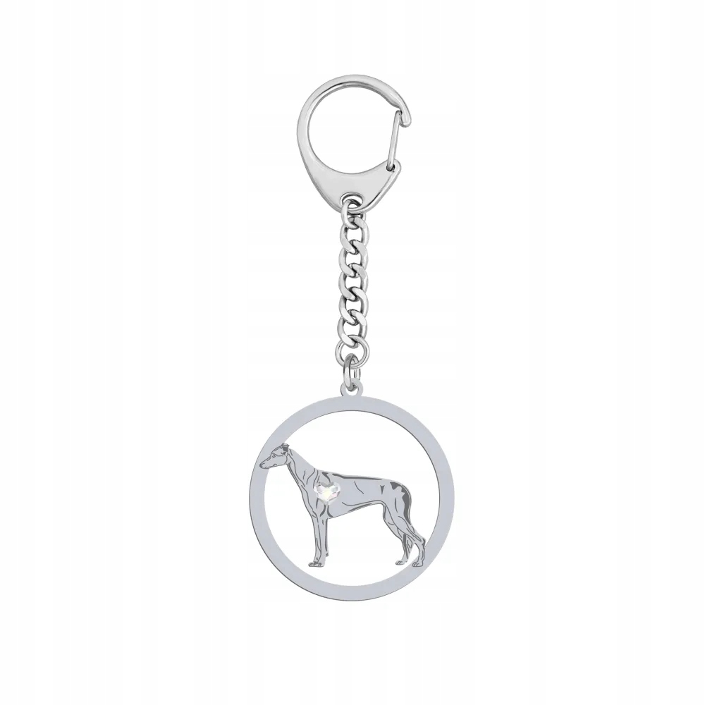 Přívěsek Na Klíče Stříbrný s psem Greyhound 925 Šperky Dárek Dedikace Gravírování