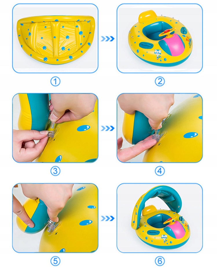 DMUCHANE KOŁO DLA DZIECI Z KIEROWNICĄ I DASZKIEM Model Swim Safe