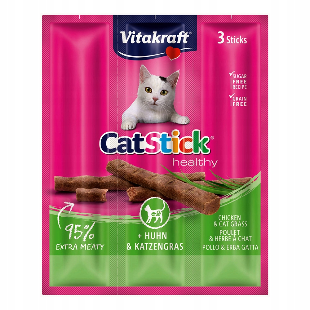 Vitakraft Cat Stick Mini kuře/tráva pro kočky 3ks
