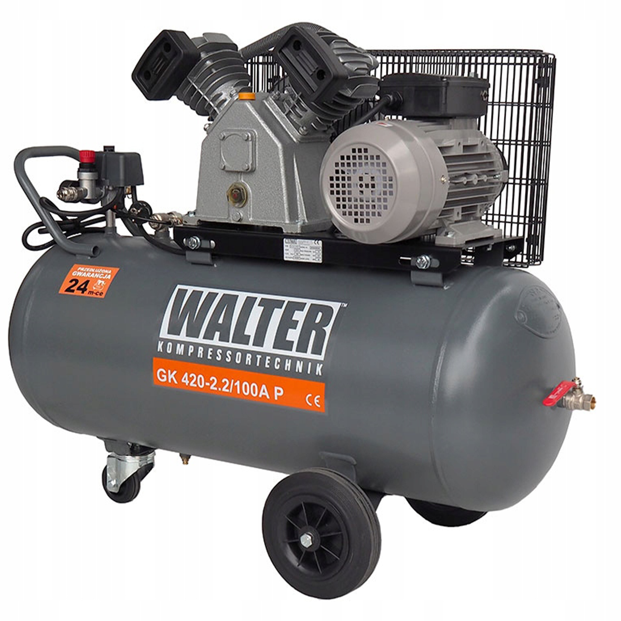 Kompresor WALTER 100l wyd.420 l/min polski