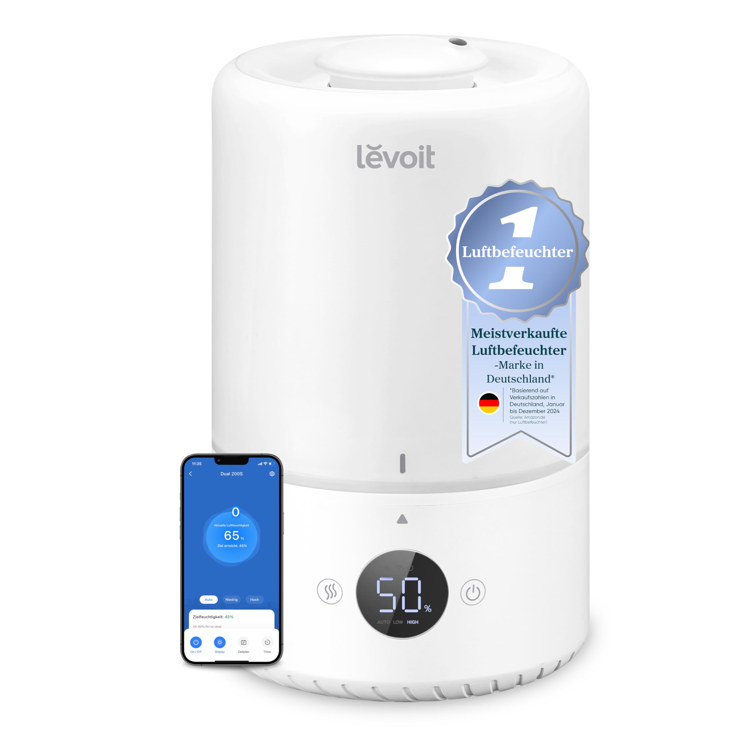 Levoit chytrý zvlhčovač vzduchu 20 dB, 3 l, krémově bílá