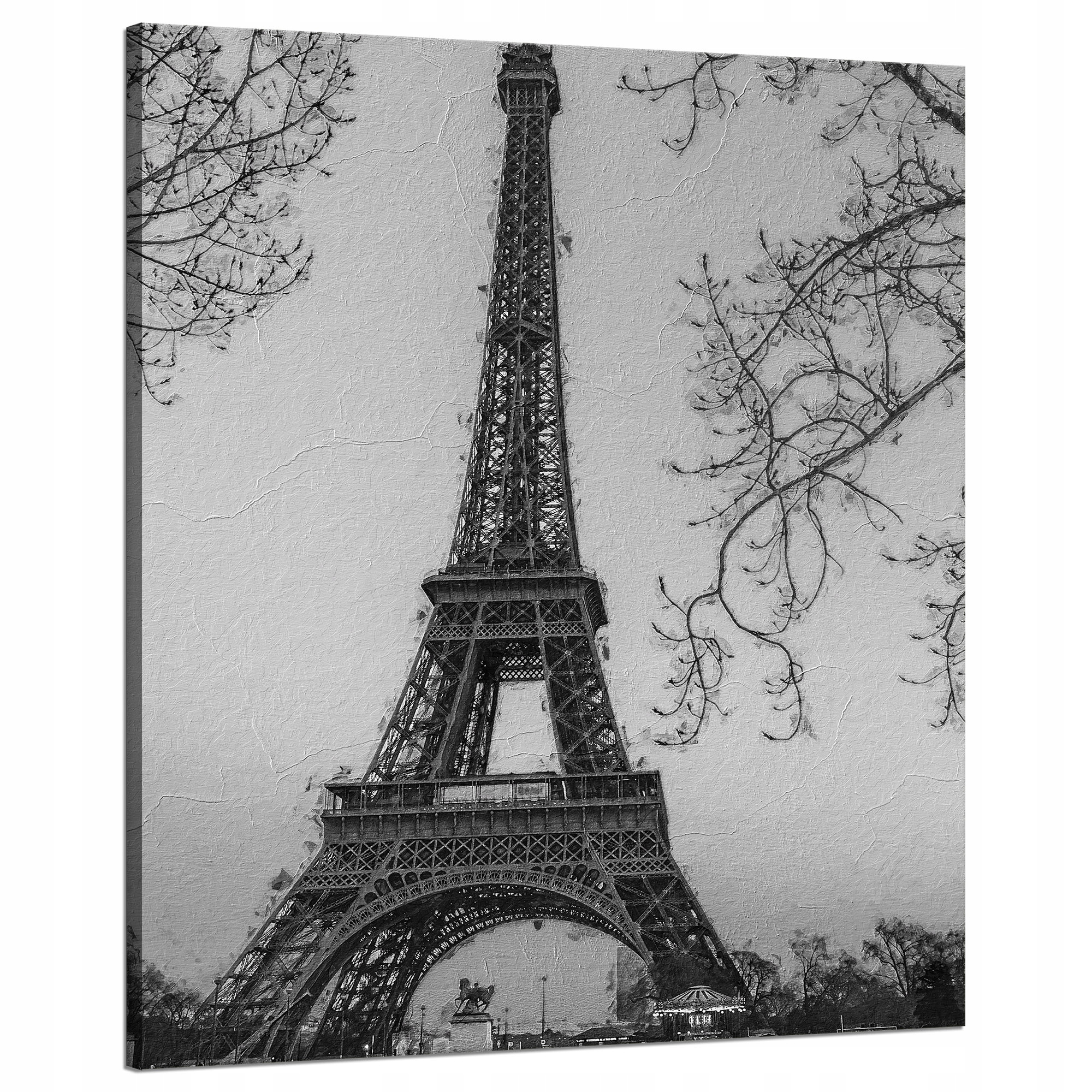 Obraz na plátně Černobílá Eiffelova věž Francie Retro 80x100 cm