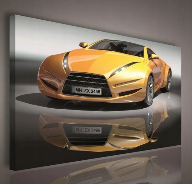 Obraz 100x75 Sportovní auto žlutý lesk odraz design rychlost umění