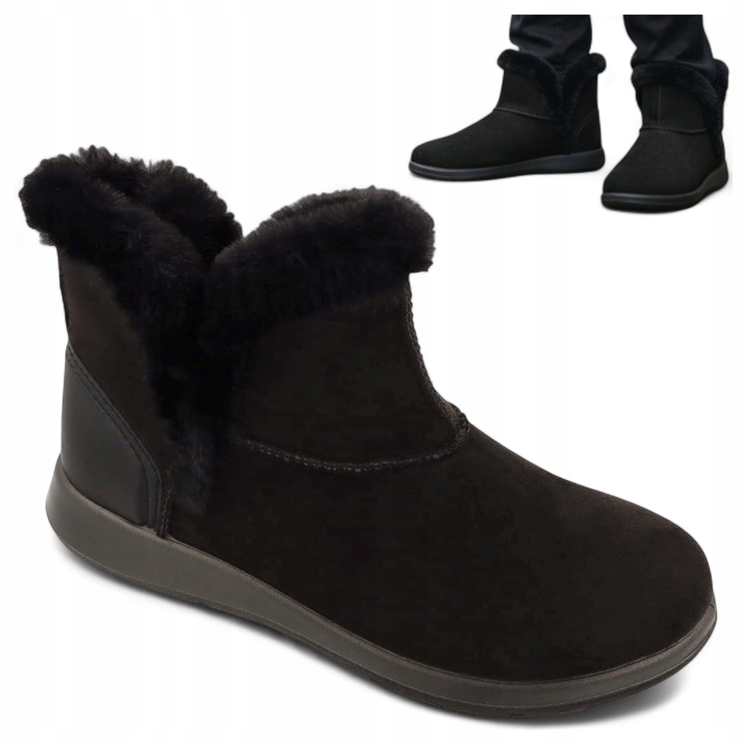 Dámské Kotníkové Boty Teplé 40 Nazouvací zimní boty Pohodlné Lehké Černé Befado