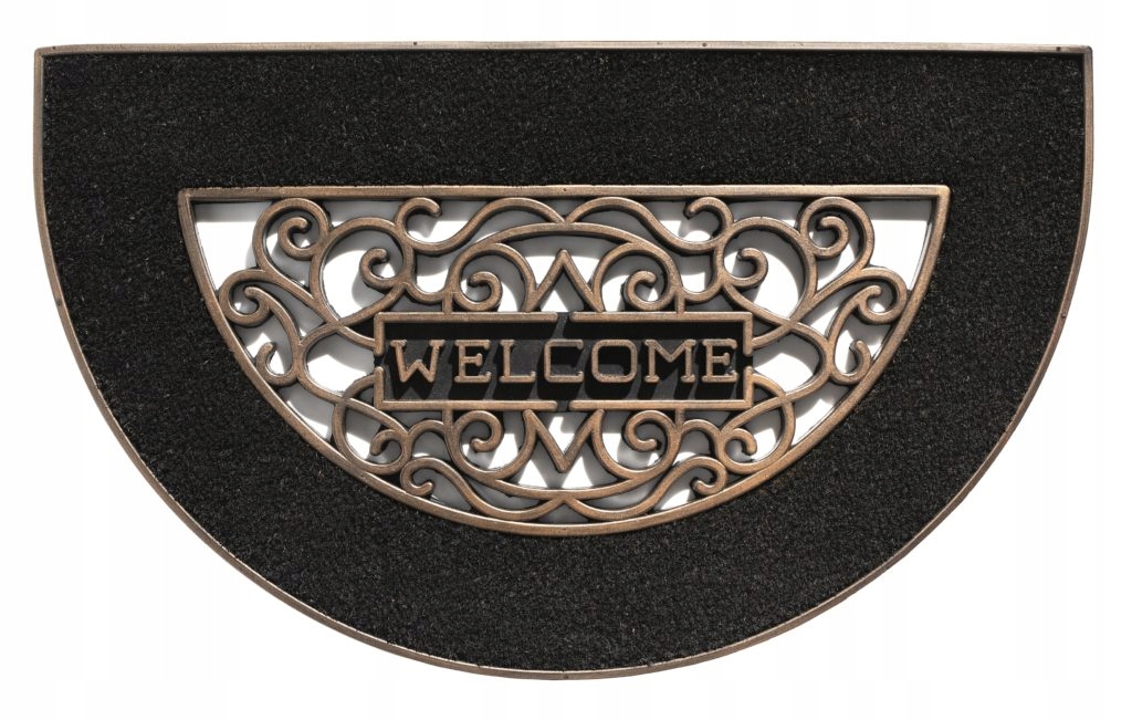 Kokosová rohožka gumová elegantní 75 x 45 půlkruhů světlá přírodní