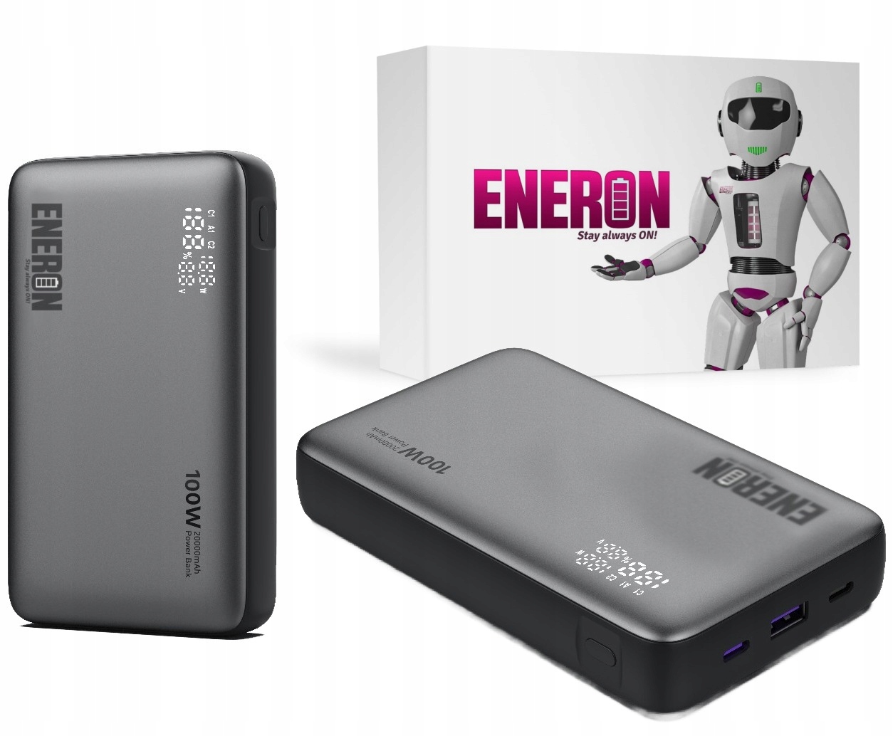 Powerbank Eneron 20000 mAh srebrny