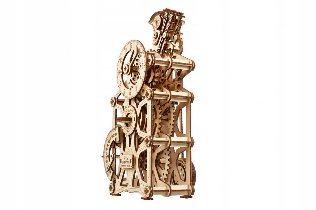 Zegar Engine Clock Ugears drewniany model 3d Liczba elementów 265