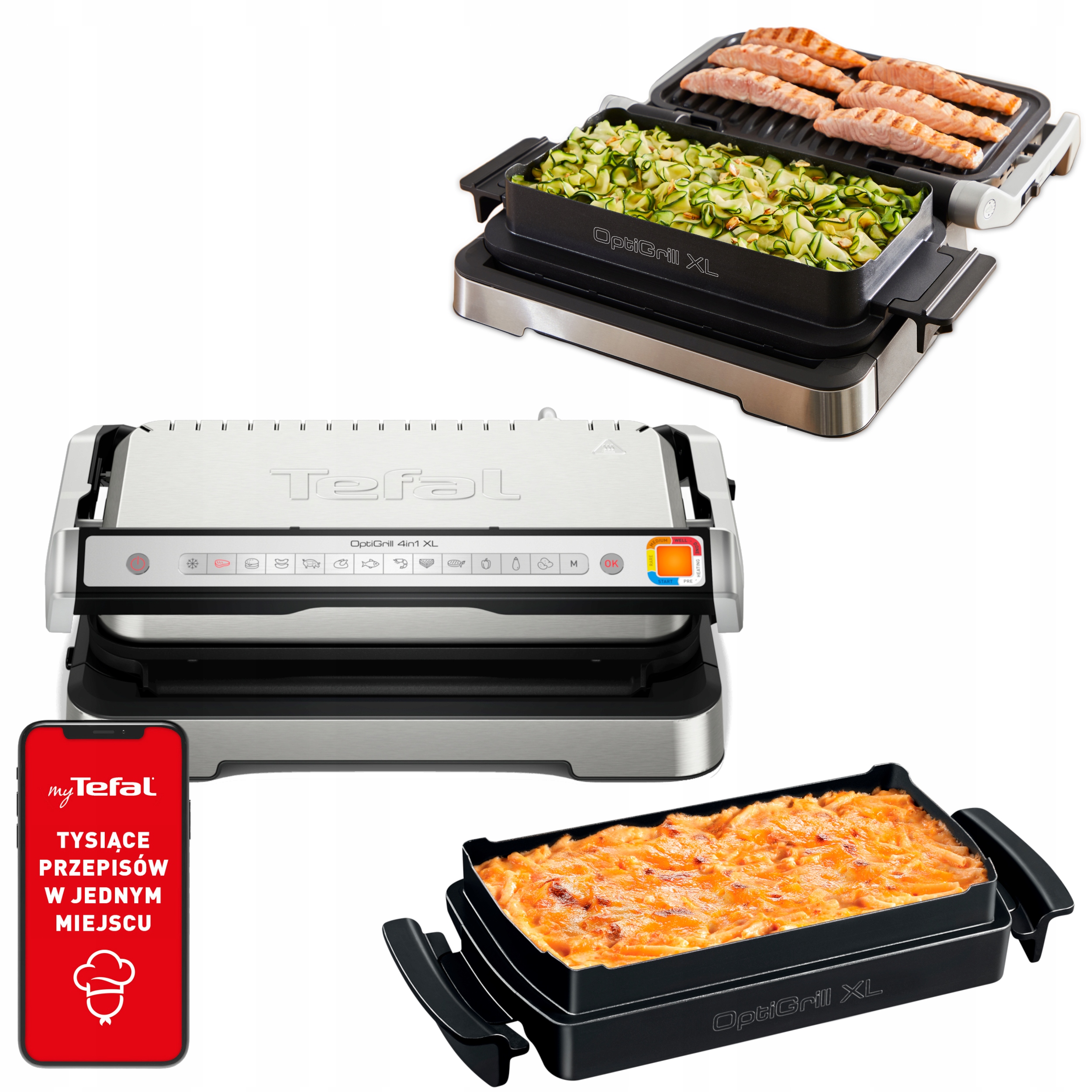 Grill elektryczny Tefal OptiGrill XL GC784D30 4w1 2200W składany/rozkładany