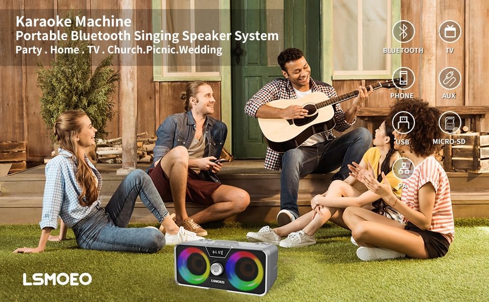 Karaoke Maszyna: 20W Bluetooth Głośnik z Mikrofonami Bezprzewodowymi — miniatura 8
