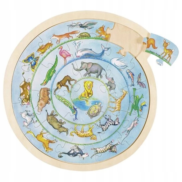 

Układanka zwierzęta drewniane puzzle okrągłe 3+