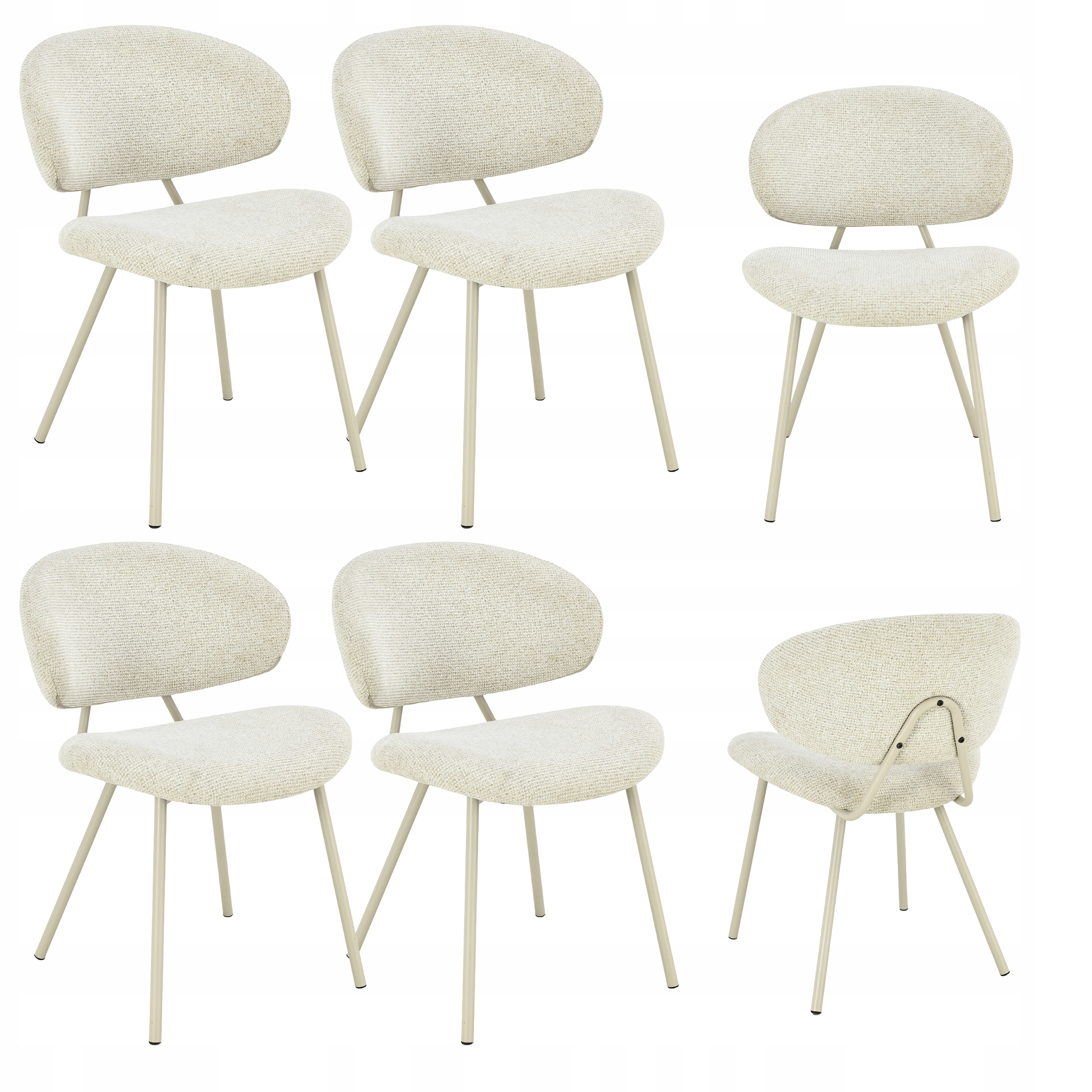 Čalúnená stolička Komplet 4 ks béžová melanž Moderná do jedálne Boho