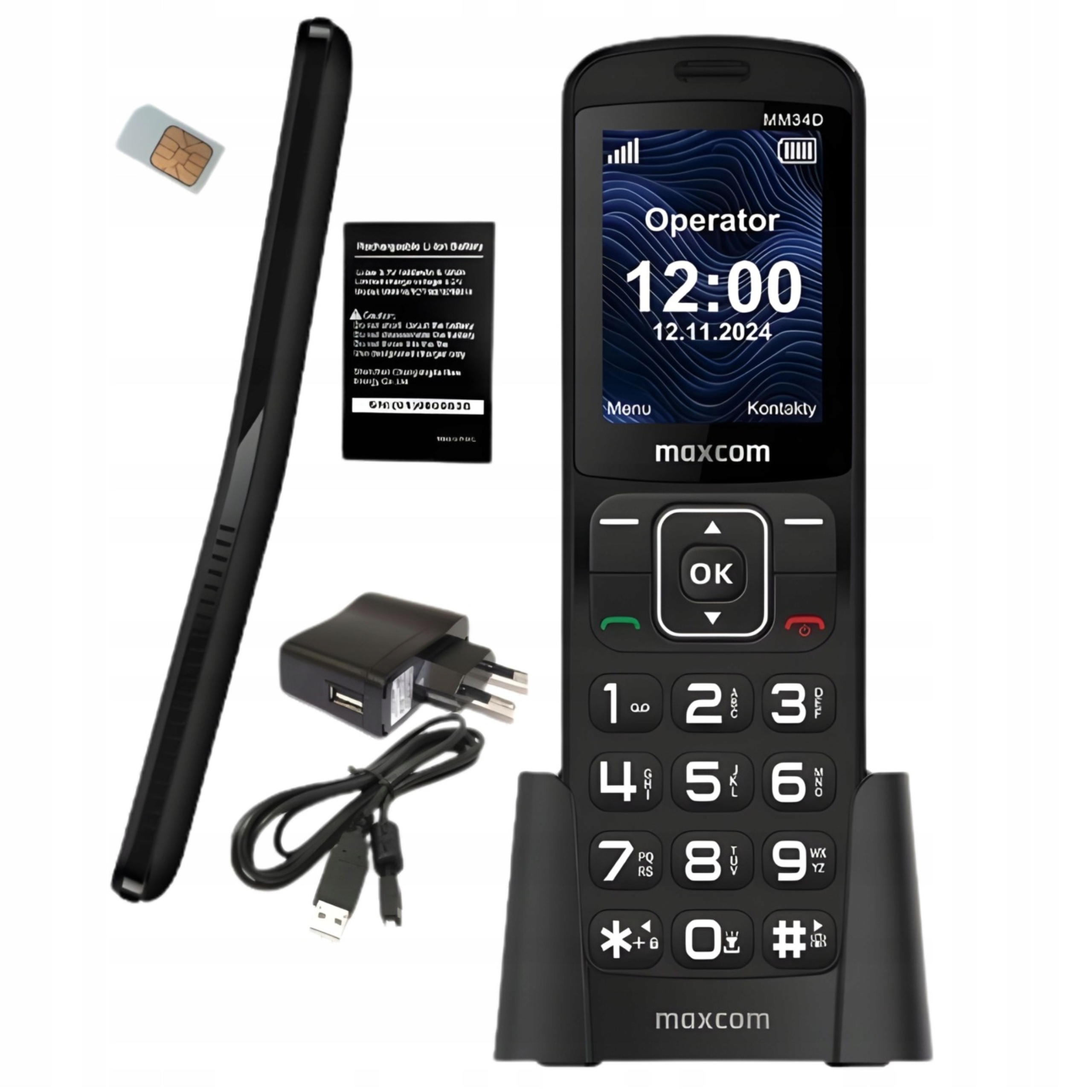 Telefon komórkowy dla seniora Maxcom MM34D duże klawisze i czcionka Usbc 4G