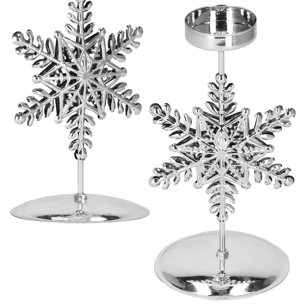 

Srebrny Świecznik Glamour Tealight 17cm Na Stół