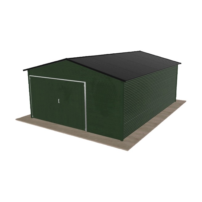 Plechová garáž 4.5 x 6 m jednopolohová, dvouspádová, zelená