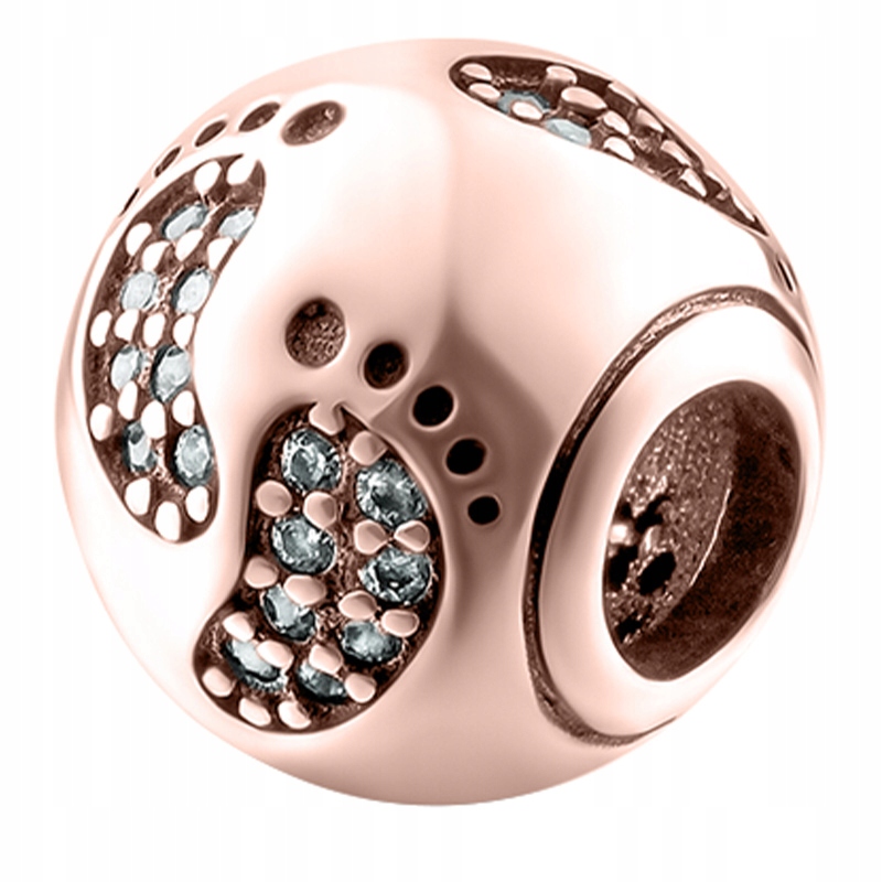 Přívěsek Srdce s dětskými chodidly, růžové zlato stříbro