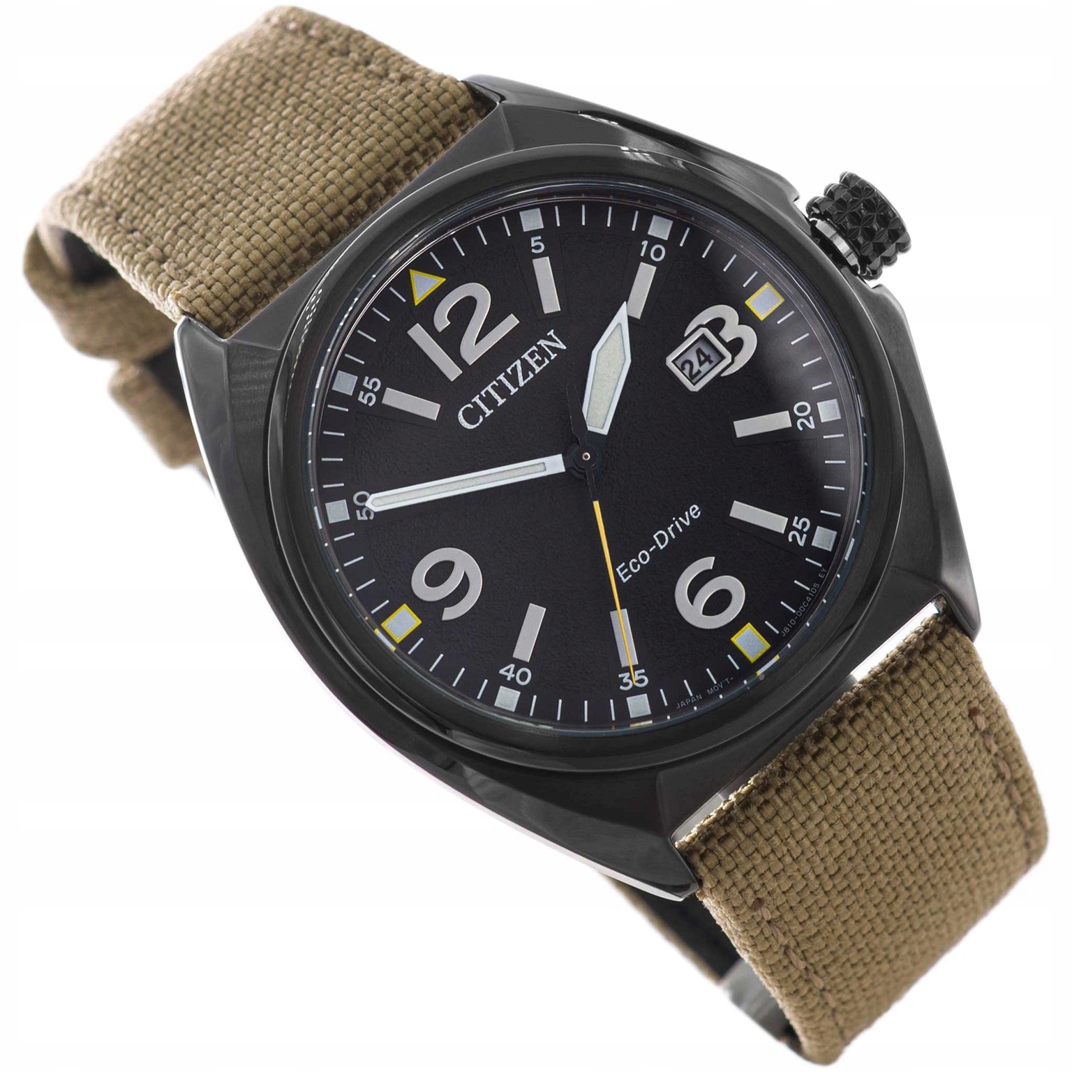 Pánské Hodinky Citizen AW1575-08E Eco-drive Vojenské Béžové S Páskem 10 Barů