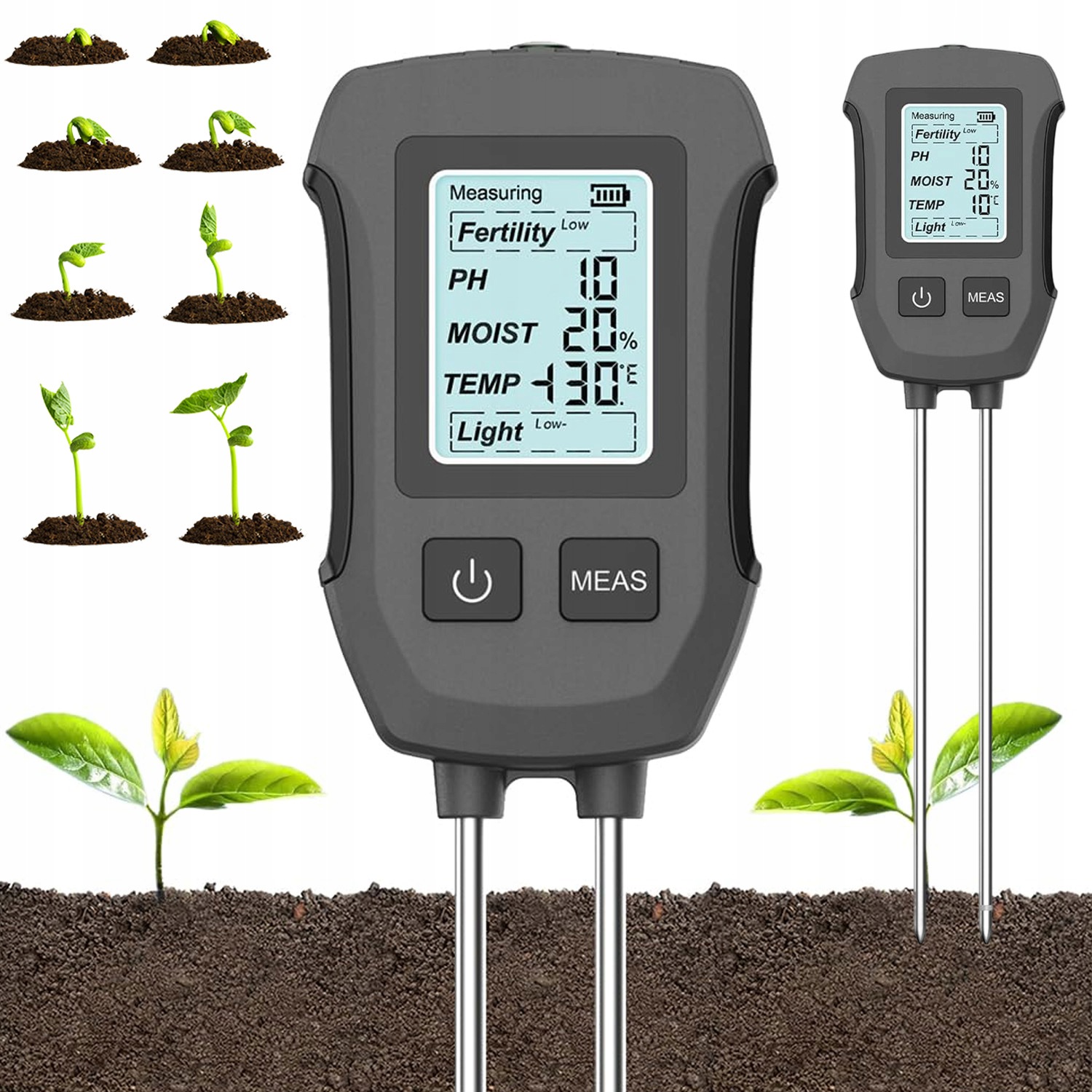 Kyseloměr Půdní 5V1 Tester, Měřič Ph Země Pro Měření Zahradní Půdy