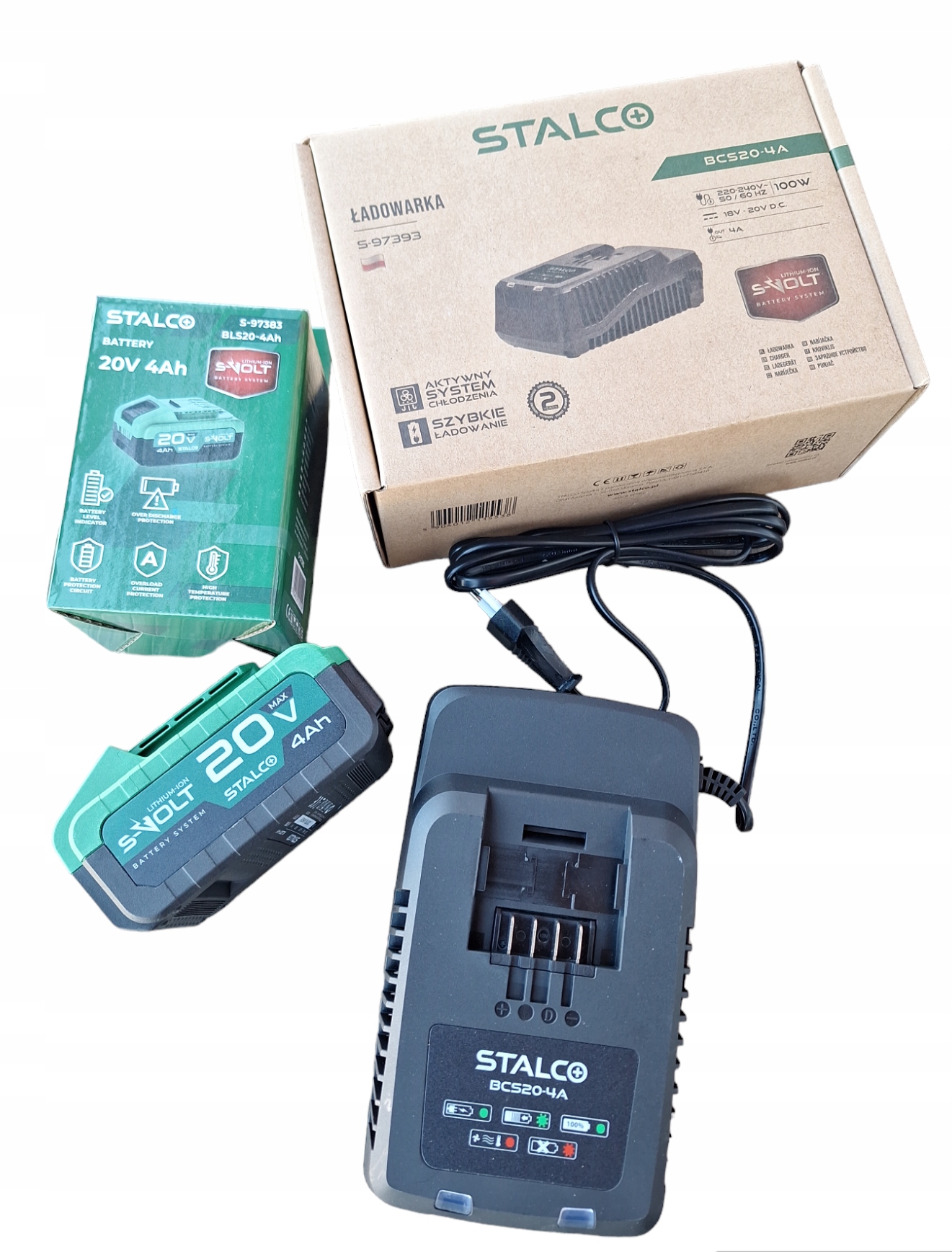STALCO ŁADOWARKA AKUMULATORÓW BATERII S-VOLT BCS20-4A + AKUMULTOR 4AH — zestaw 2 produktów