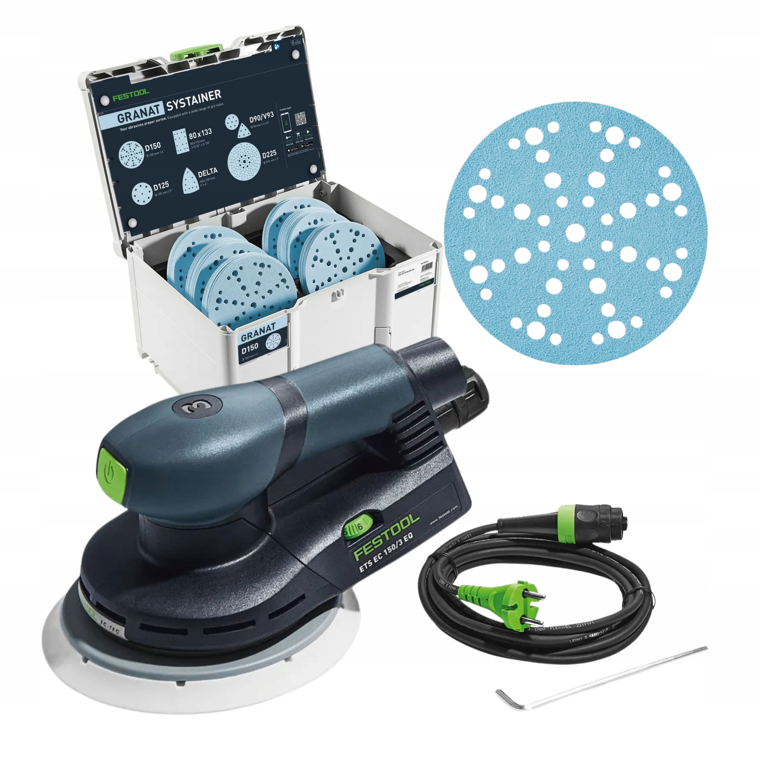 Szlifierka mimośrodowa Ets Ec 150/3 Festool 575032 Systainer z papierami