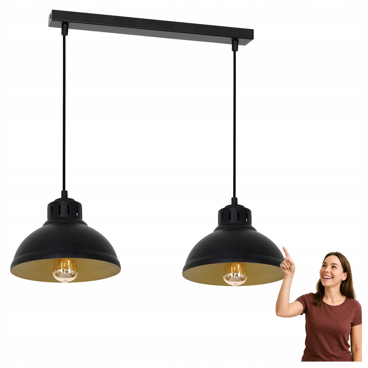 Čierna dvojitá závesná lampa na lište Sven 9143 Luminex