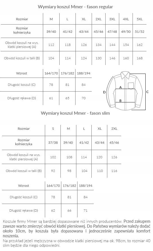 BIAŁA KOSZULA DŁUGI RĘKAW MMER 001 176-182 36-SLIM Rozmiar kołnierzyka 36