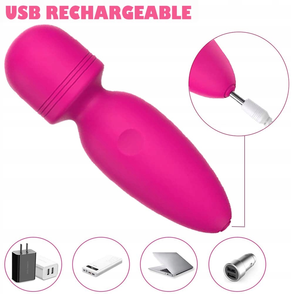 MINI VIBRATOREN DLA KOBIET USB Silikonowy Masażer Wodoodporny 10 Trybów — miniatura 5