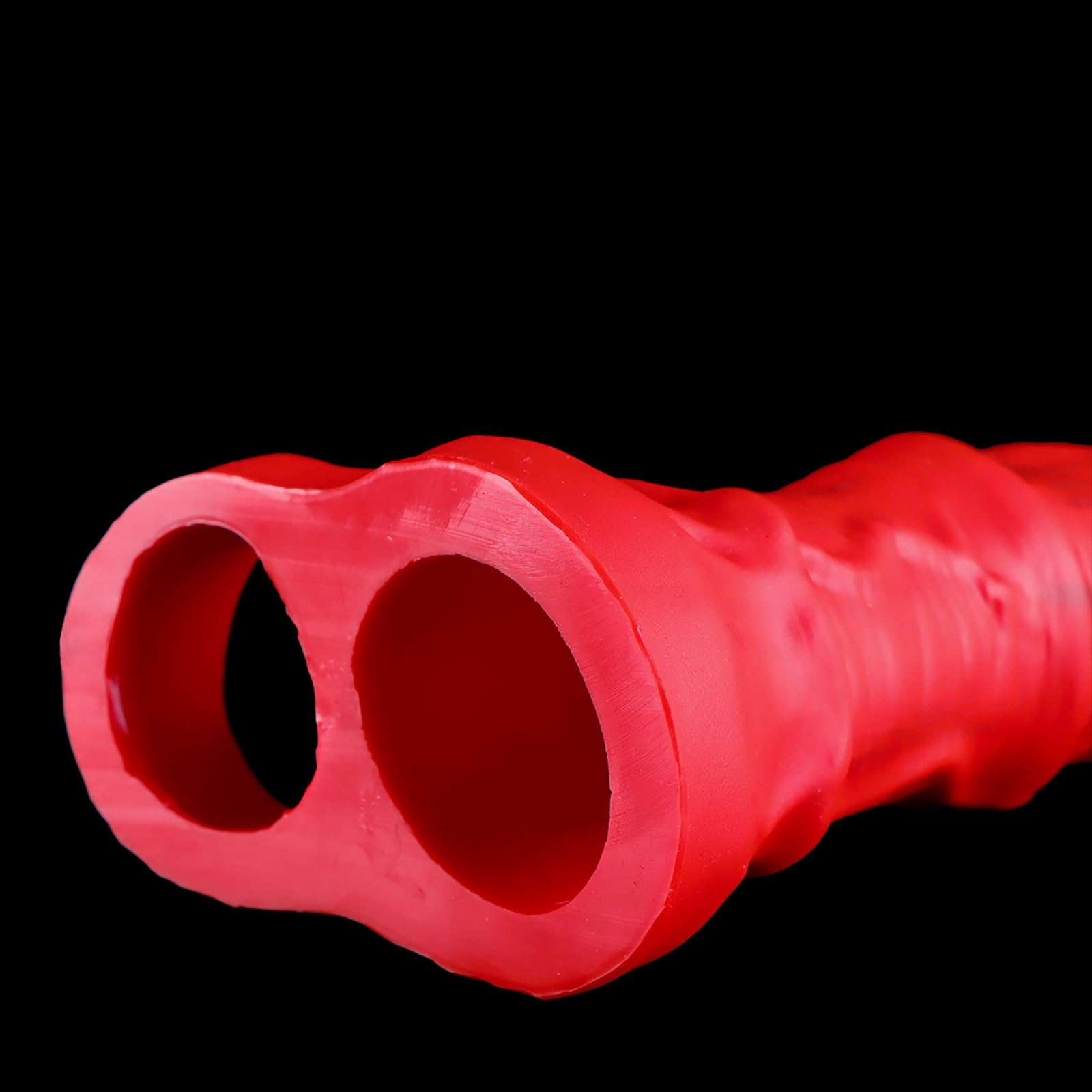 Realistyczny Dildo Koński z Pierścieniem i Strukturą Żył Czerwony — miniatura 7