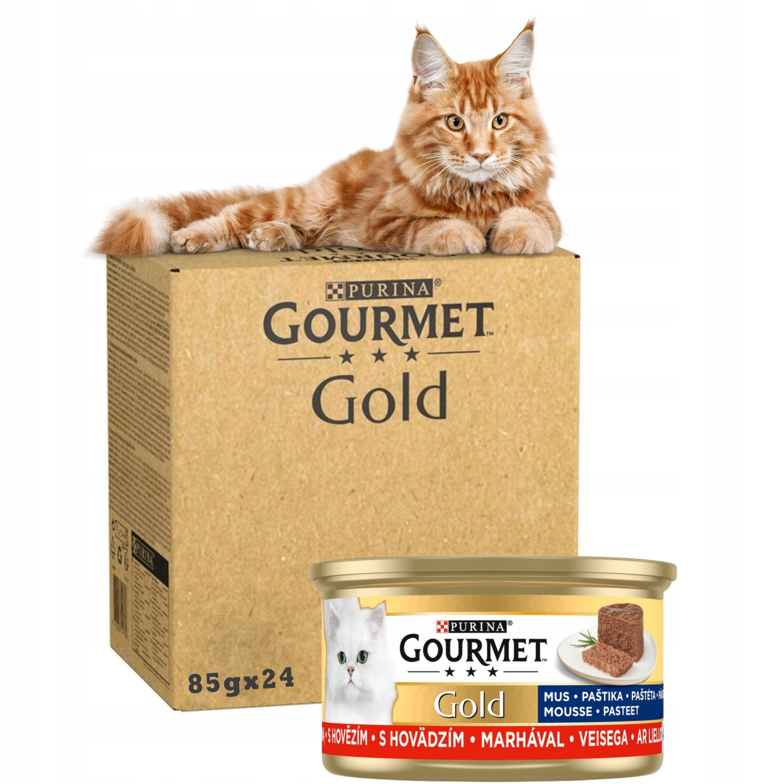 Levně Purina Gourmet Gold Krmivo pro kočky pěna s hovězím masem 85 g x 24 kusů