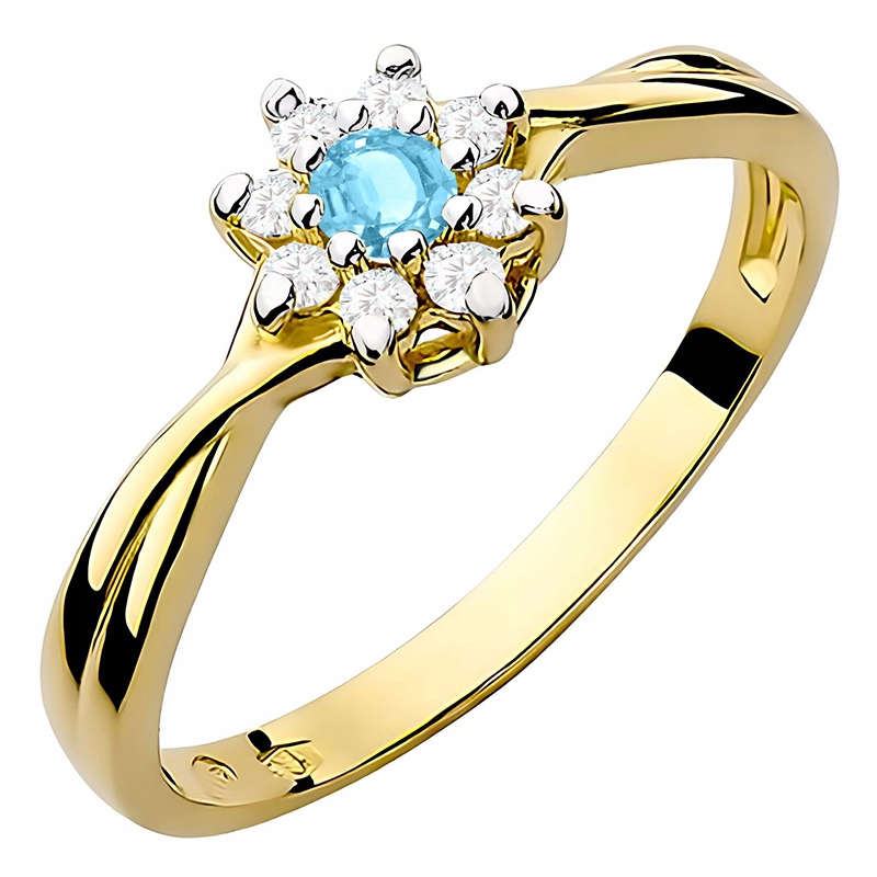 Zlatý Prstýnek s Topazem 0,15 ct a Brilianty