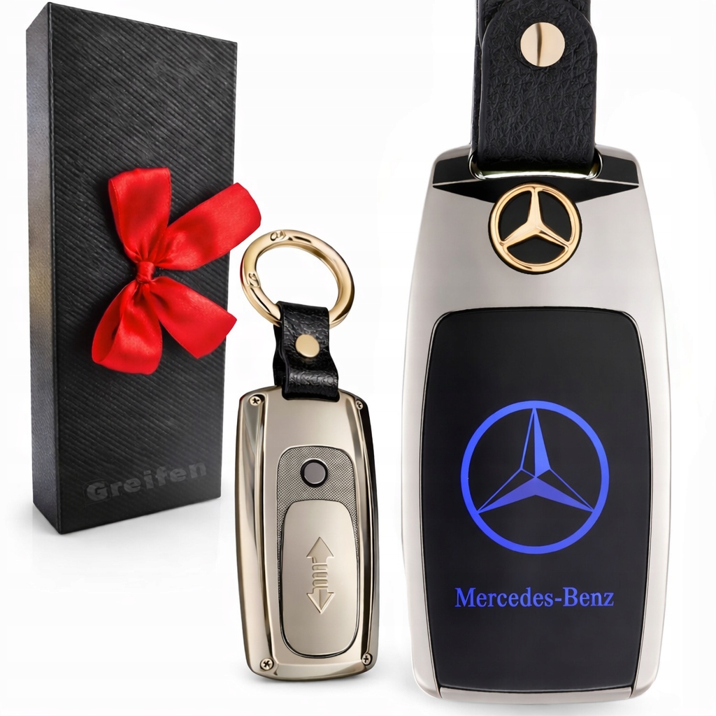 Mercedes Zapalovač Žárovkový Elegantní Přívěsek Na Klíče Na Klíče Led Pouzdro Mašlička