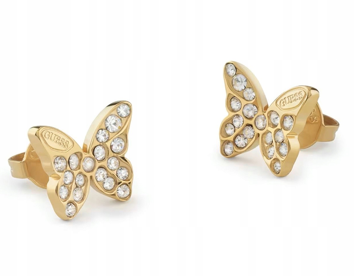 Ocelové Zlaté Náušnice Guess Chrysalos S Náušnice Zirkony JUBE04108JWYGT/U