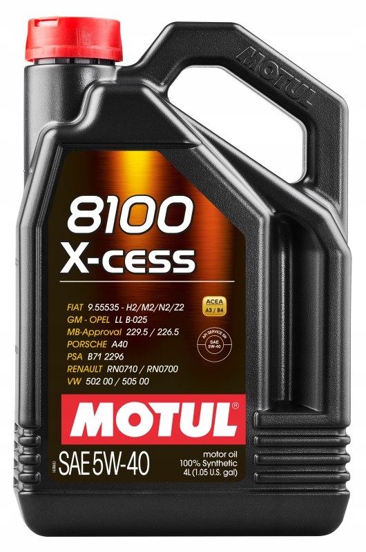 Olej Motul 5V40 4 L 8100 X-cess A3/B4 502.00 505.00 229.5 226.5 A40