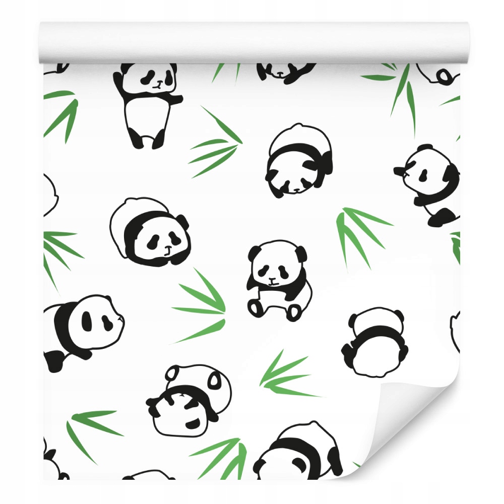 Tapeta pandy medvídci listy zeleň dětský pokoj
