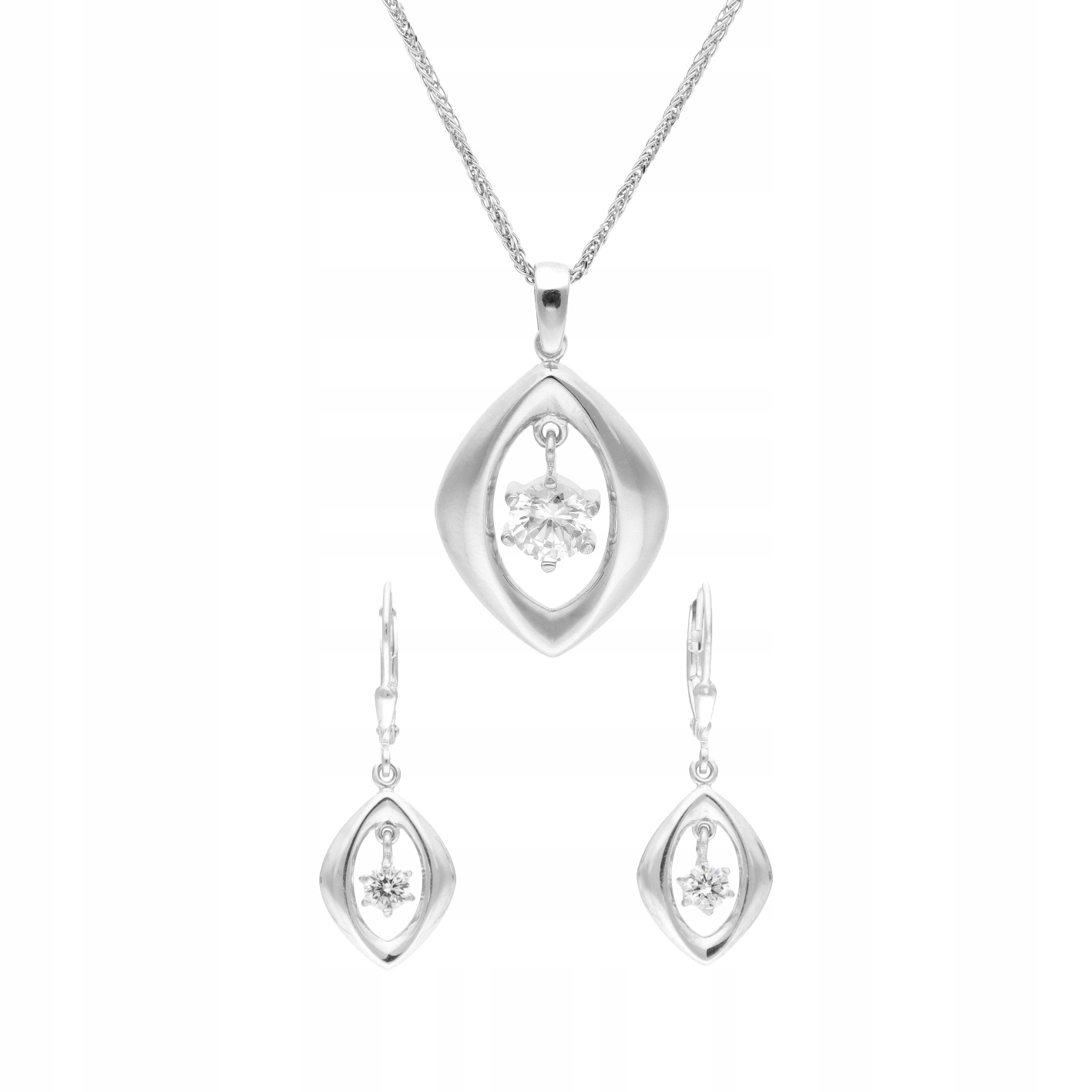 Komplet s zirkony, slza stříbro