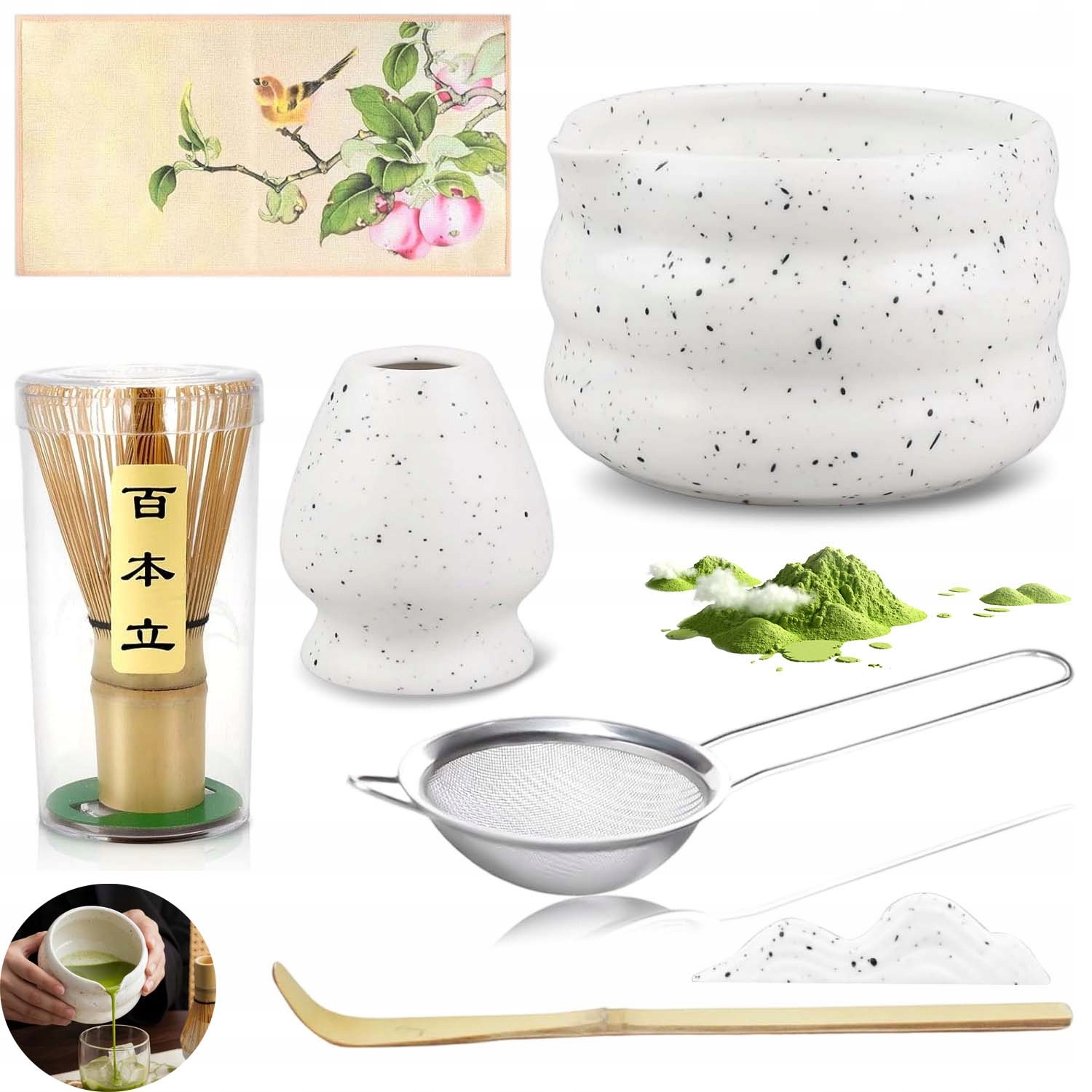 Levně Sada Metliček Na Čaj Matcha Keramická 7 Ks Ideální Dárek