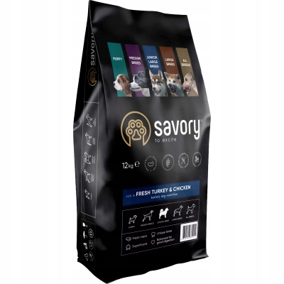 Levně Suché krmivo Savory Junior pro mladé psy velkých plemen Krůta Krůta 12 kg