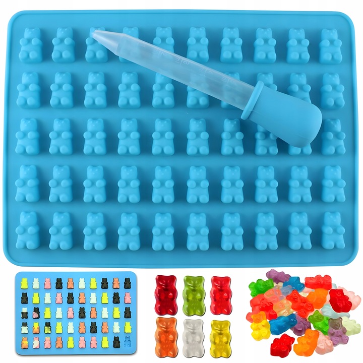 FOREMKA NA ŻELKI DO ŻELKÓW PRALINEK HARIBO MISIE KOSTKI LODU + PIPETA FORMA Szerokość 13 mm