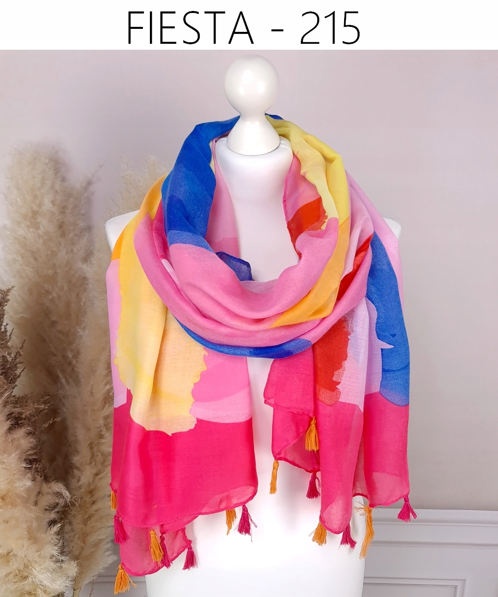 PAREO CHUSTA PLAŻOWA modne FRĘDZLE narzutka tunika KOLOROWY SZAL - KOLORY Wzór dominujący print (nadruk)