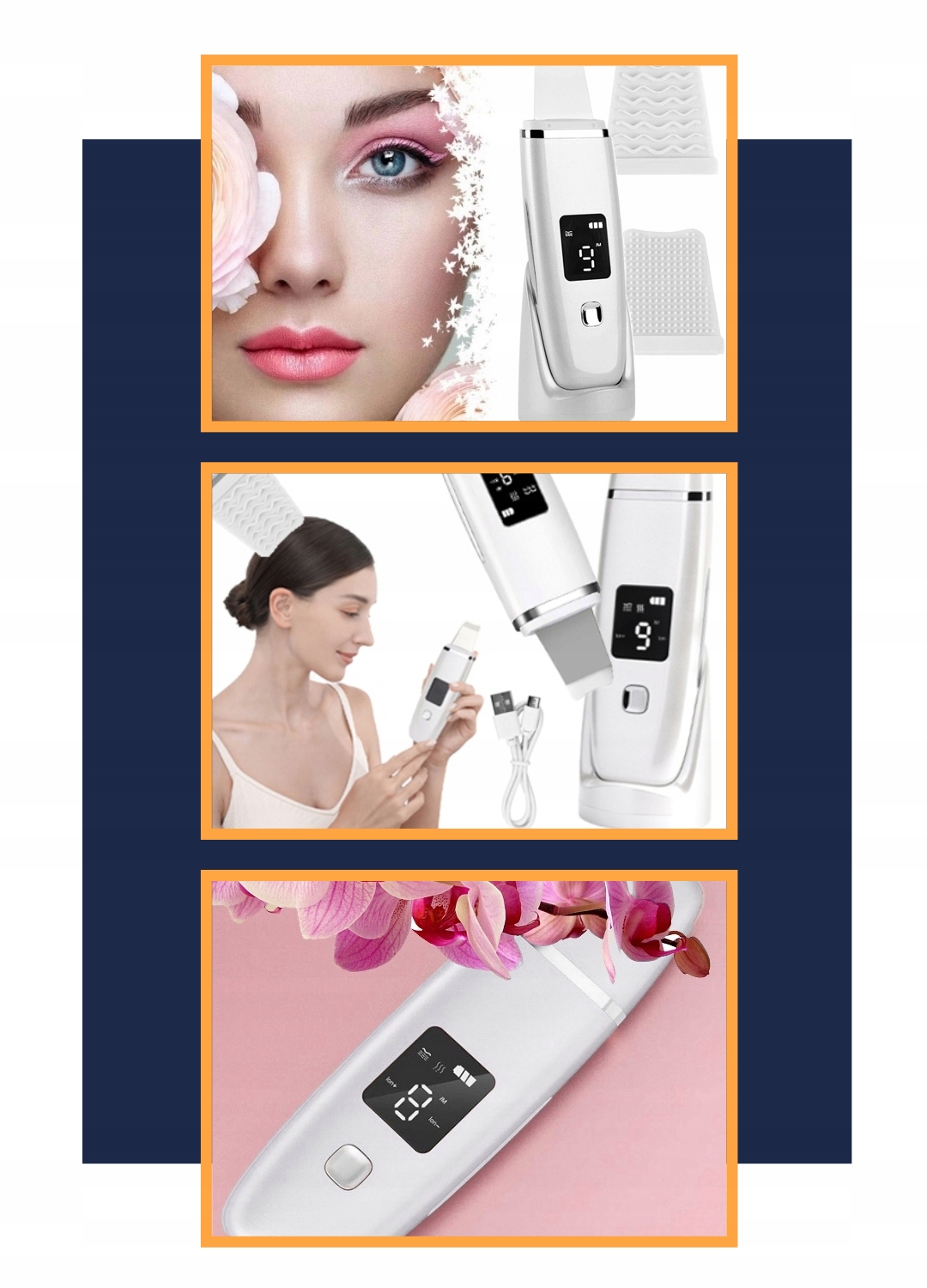 BEZPRZEWODOWY PEELING PILING KAWITACYJNY 5W1 TWARZ Liczba nasadek w zestawie 1