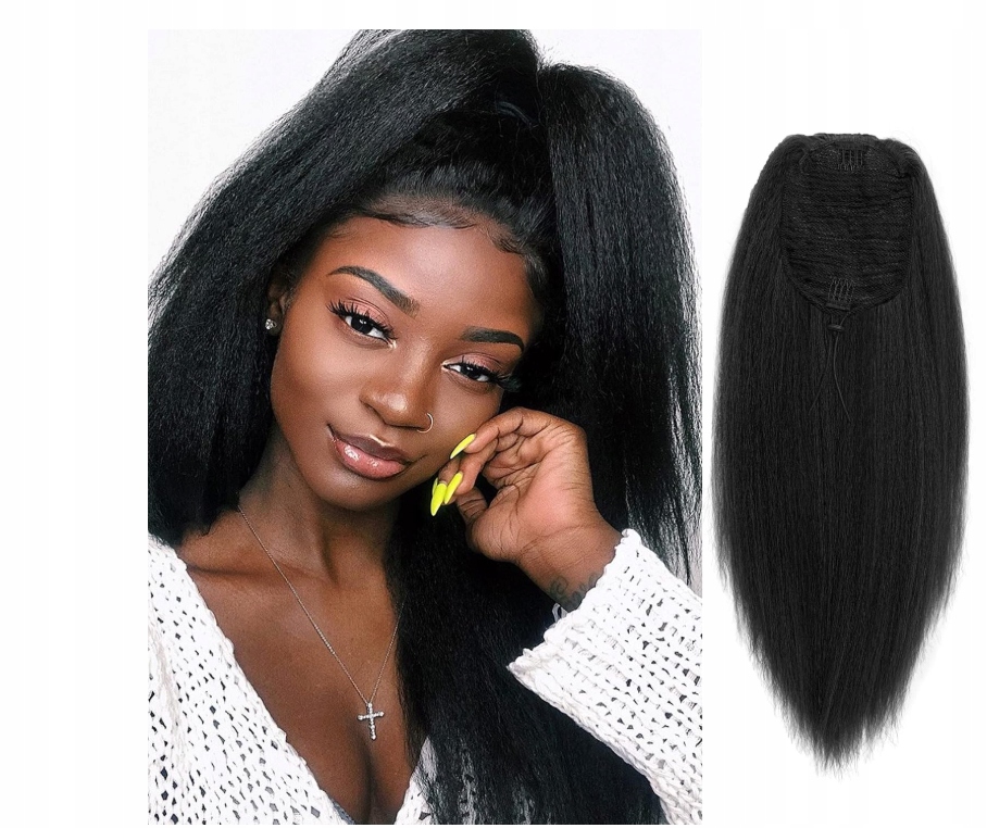 Dlouhý culík se stahovací šňůrkou Uvolnění vlasů černý 50 cm