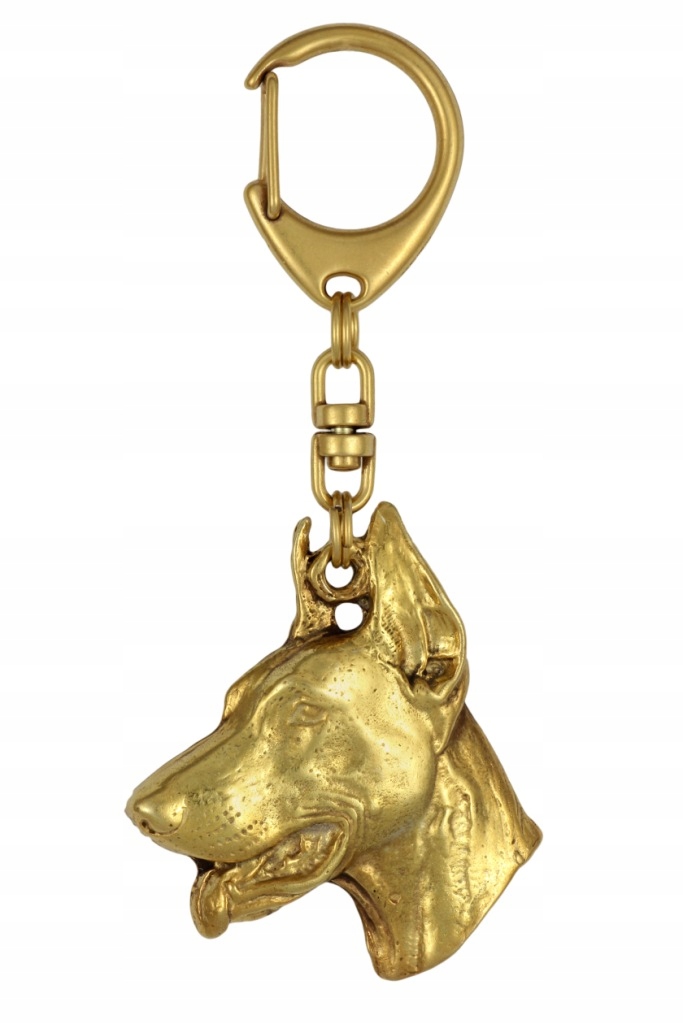 Dobrman pozlacený přívěsek na klíče se psem, exkluzivní přívěsek na klíče