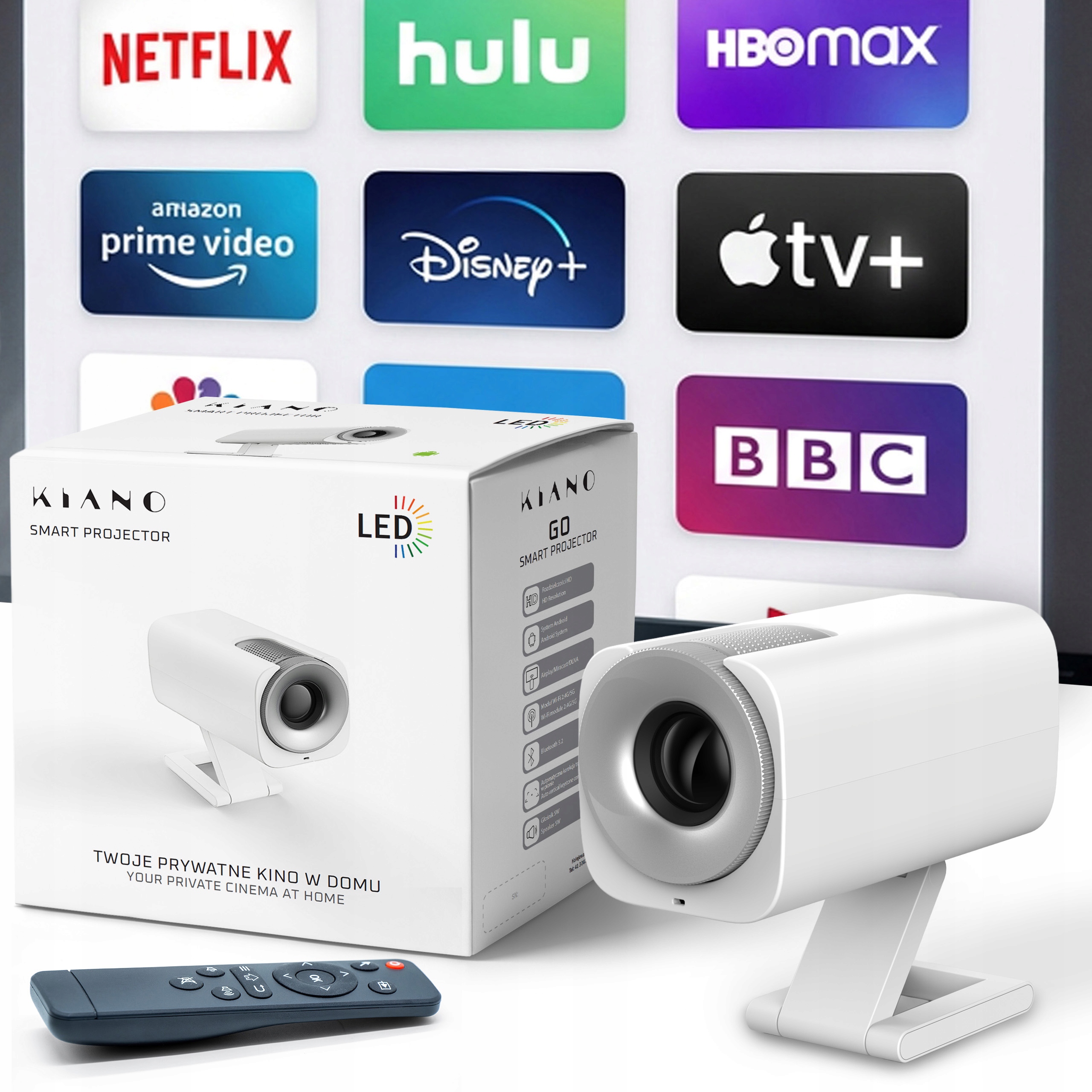 Projektor Rzutnik Przenośny Android Smart Mini TV Full HD LED Głośnik WIFI