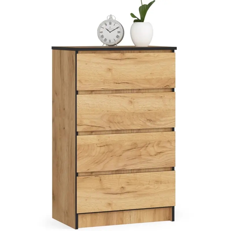 

Komoda dab craft nowoczesna do salonu 4 szuflad 60