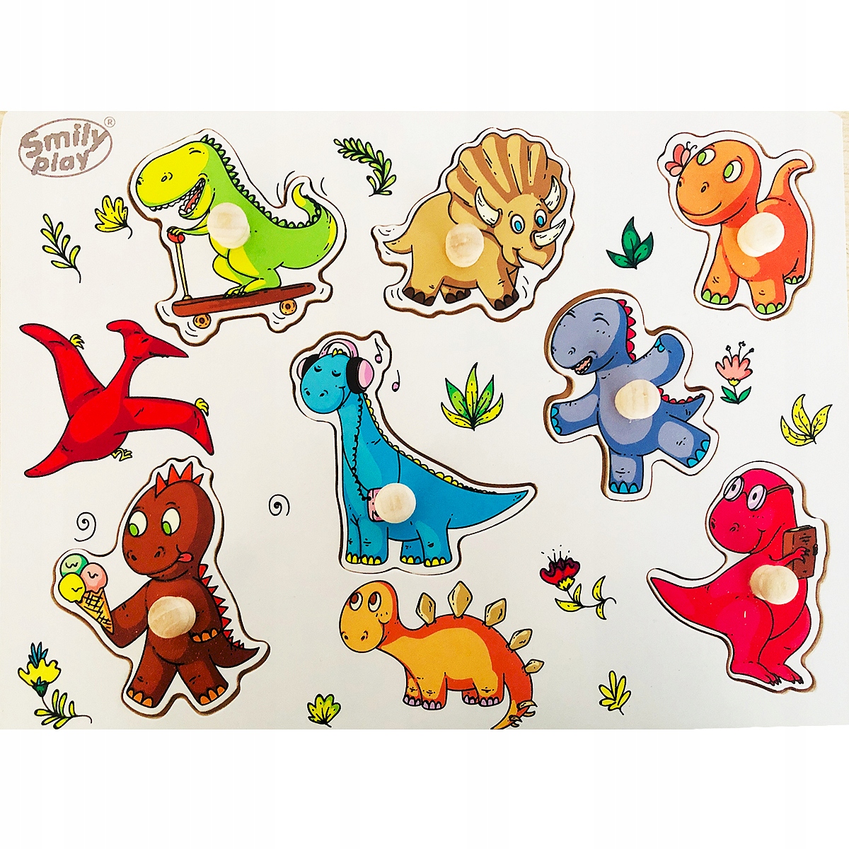 

Układanka Puzzle Drewniane Dinozaury Sorter Smily