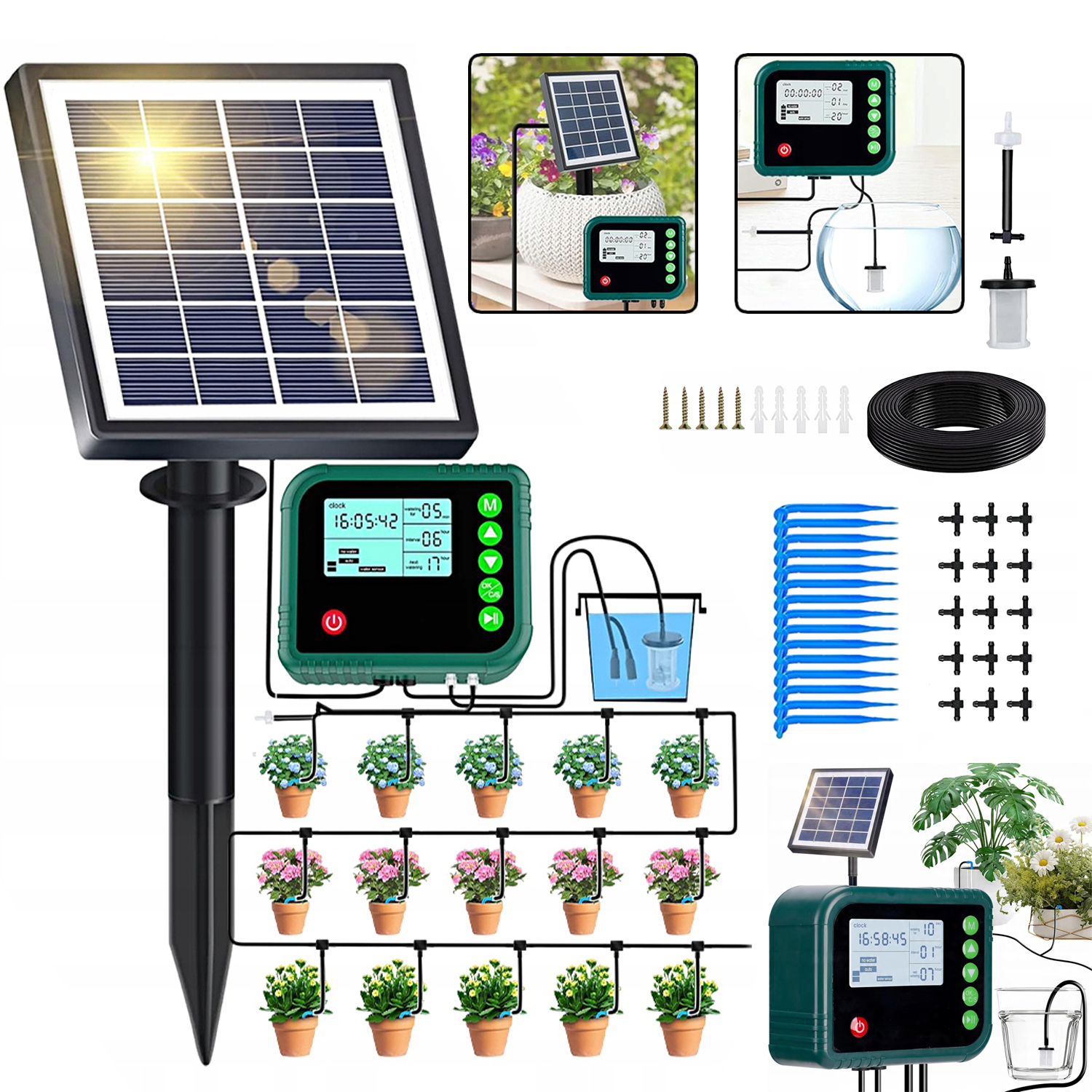 Słoneczny Automatyczny Zestaw Nawadnianie Kropelkowe System Nastawny